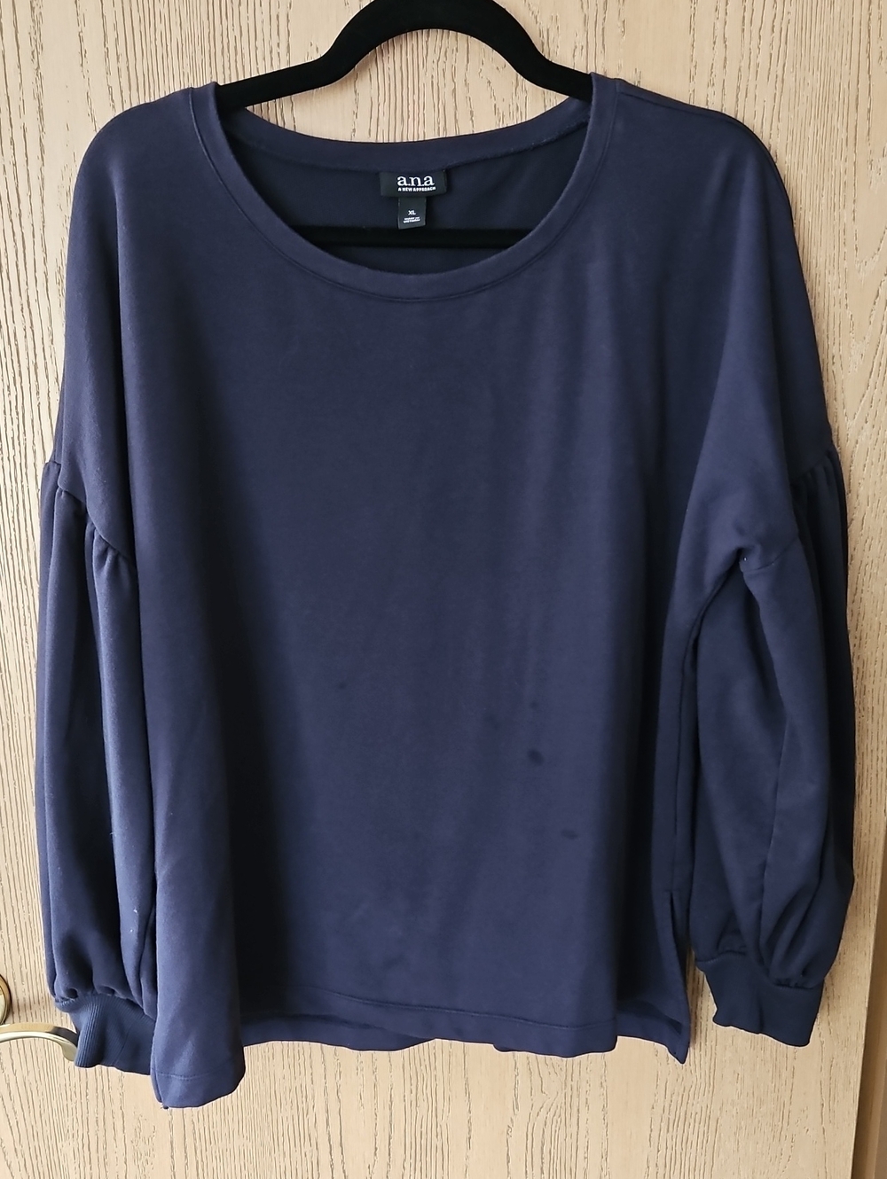 a.n.a Navy Pullover Sweatshirt with Gathered Sleeves